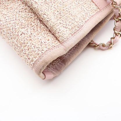 Chanel Tote Bag Deauville Pink Fabric Leather Chain MM — view 6