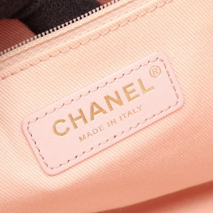Chanel Tote Bag Deauville Pink Fabric Leather Chain MM — view 4