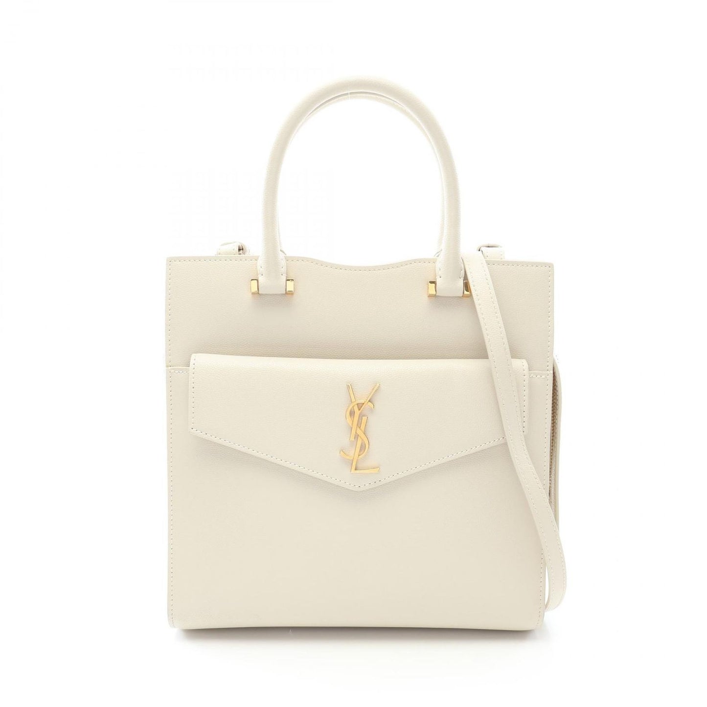 Saint Laurent Paris Handbag Uptown Tote Small 2-Way Ivory Leather