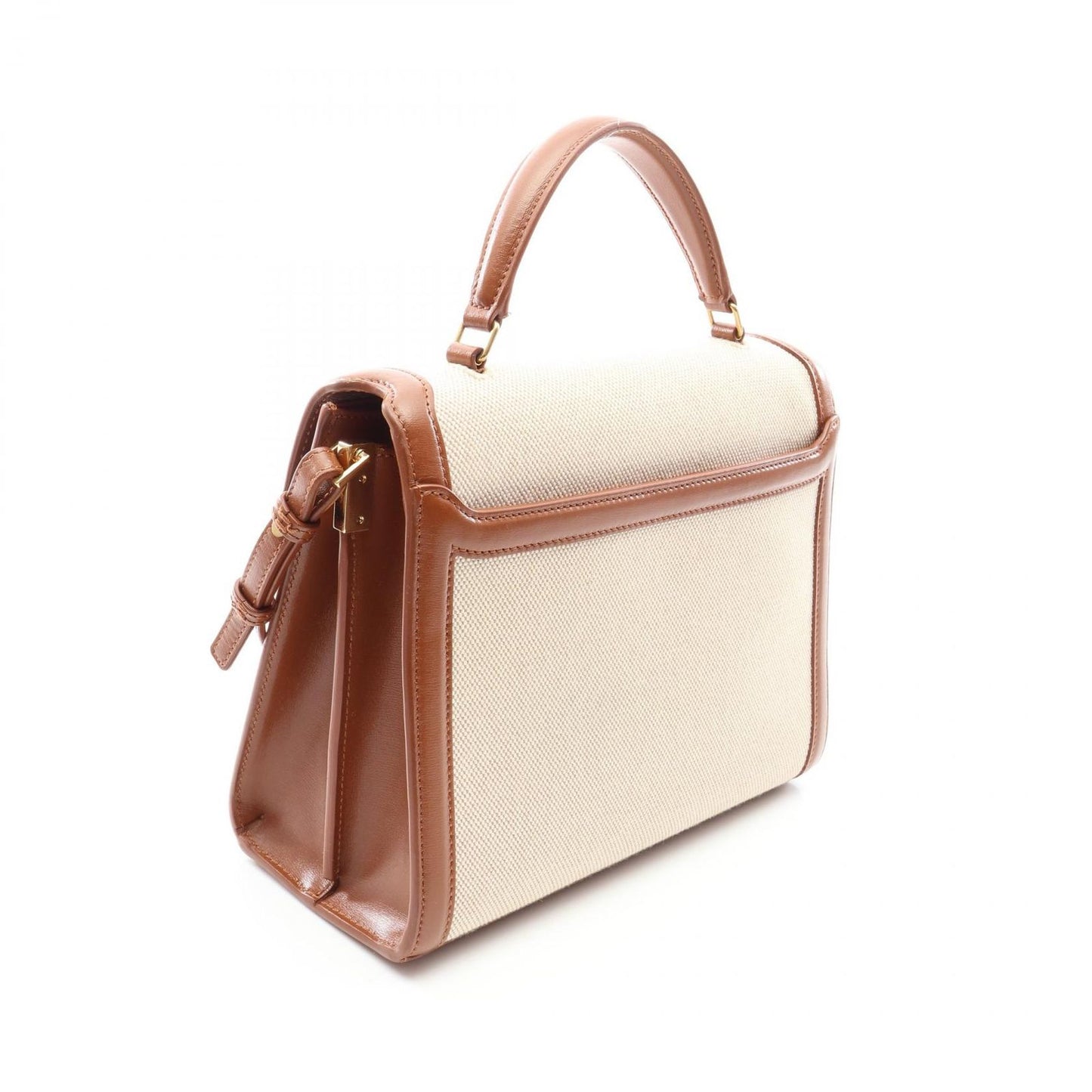 Saint Laurent Paris Handbag Cassandra 2-Way Ivory Brown Canvas Leather Top — view 2
