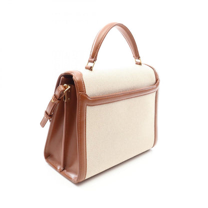 Saint Laurent Paris Handbag Cassandra 2-Way Ivory Brown Canvas Leather Top — view 2