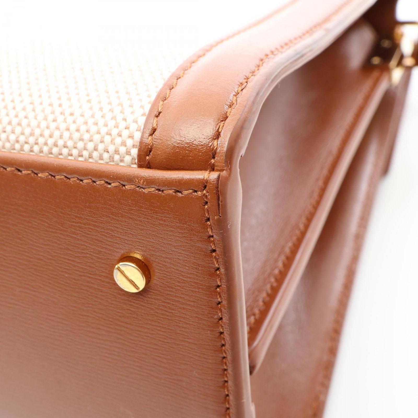 Saint Laurent Paris Handbag Cassandra 2-Way Ivory Brown Canvas Leather Top — view 7