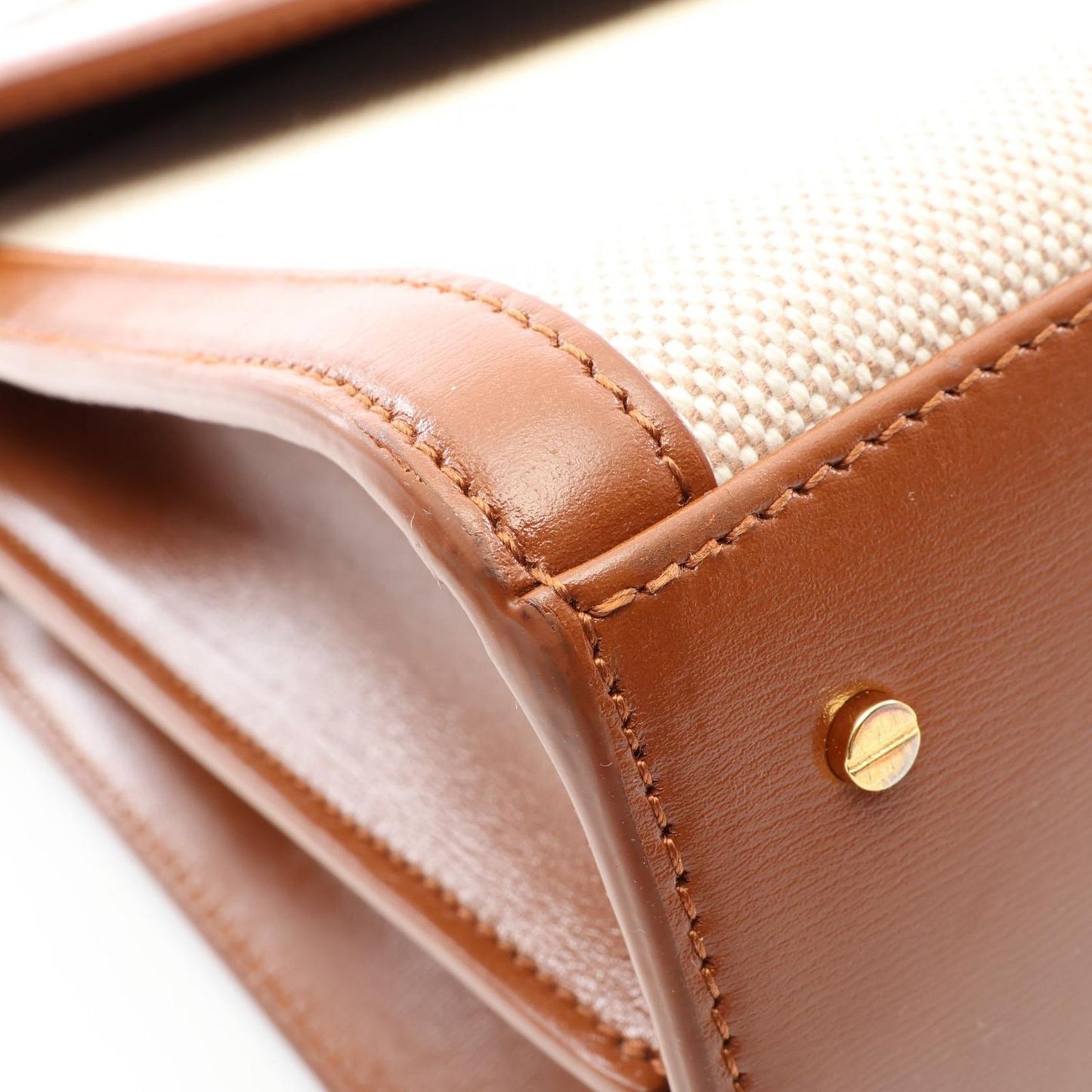 Saint Laurent Paris Handbag Cassandra 2-Way Ivory Brown Canvas Leather Top — view 6