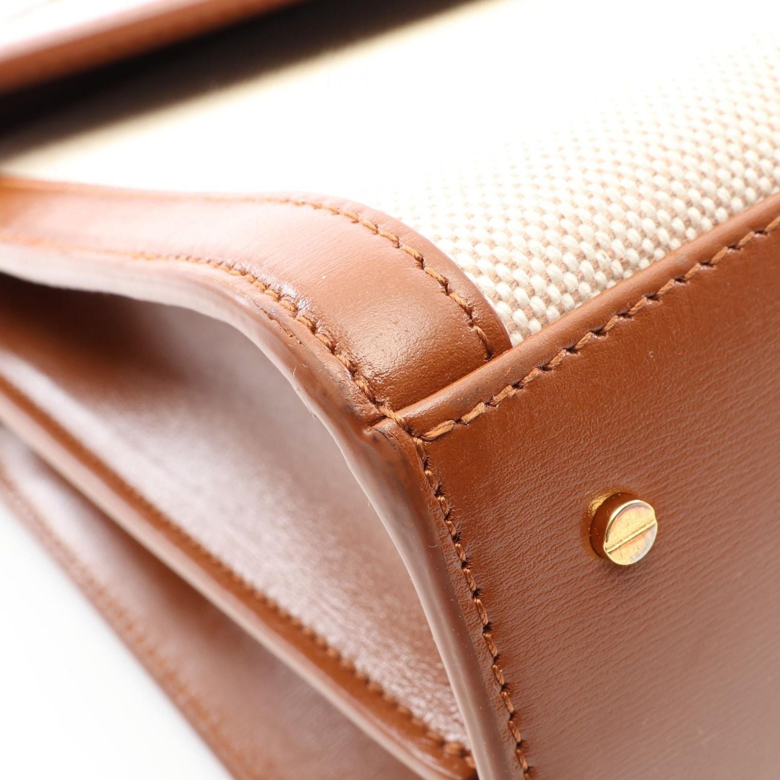 Saint Laurent Paris Handbag Cassandra 2-Way Ivory Brown Canvas Leather Top — view 6