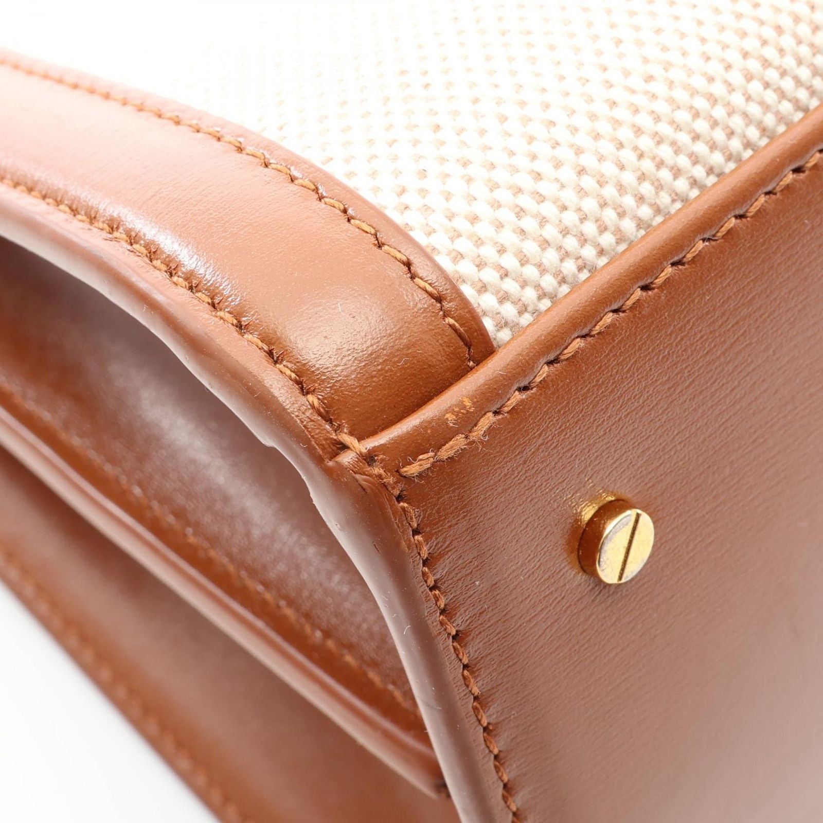 Saint Laurent Paris Handbag Cassandra 2-Way Ivory Brown Canvas Leather Top — view 8