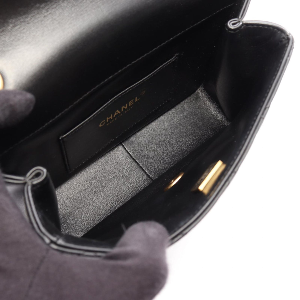 Chanel Shoulder Bag Mini Flap Quilted Black Leather — view 3