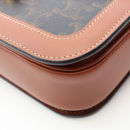 Celine Shoulder Bag Classic Triomphe Brown Black Canvas Leather — view 5
