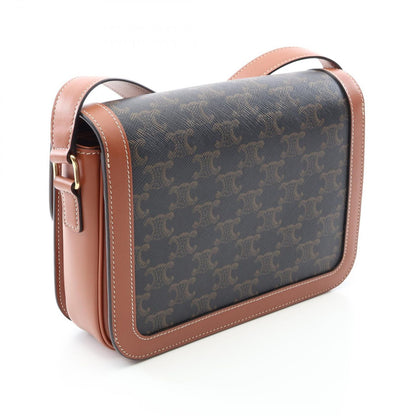 Celine Shoulder Bag Classic Triomphe Brown Black Canvas Leather — view 2