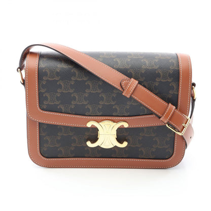 Celine Shoulder Bag Classic Triomphe Brown Black Canvas Leather