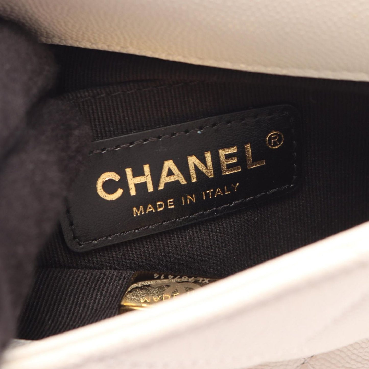 Chanel Shoulder Bag Quilted Mini Flap White Caviar Leather Small Chain — view 4