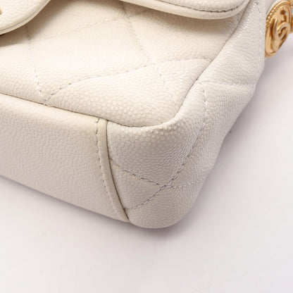 Chanel Shoulder Bag Quilted Mini Flap White Caviar Leather Small Chain — view 6