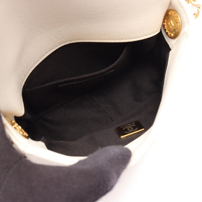 Chanel Shoulder Bag Quilted Mini Flap White Caviar Leather Small Chain — view 3