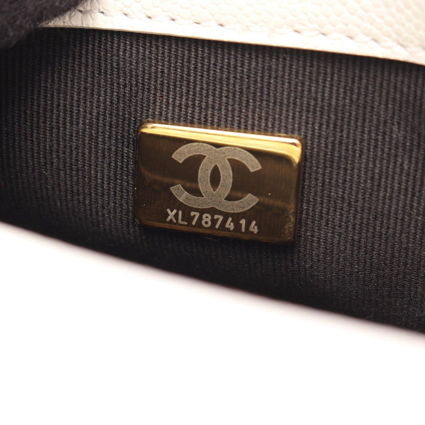 Chanel Shoulder Bag Quilted Mini Flap White Caviar Leather Small Chain — view 5