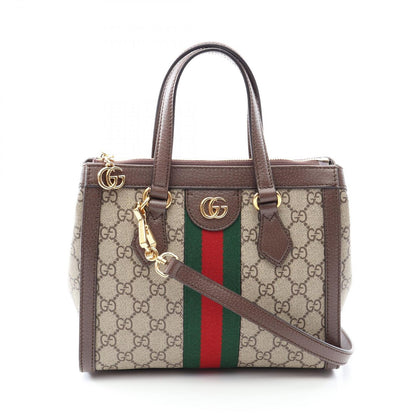 Gucci Tote Bag Ophidia GG Supreme Small 2-Way Beige Brown Green Canvas Leather