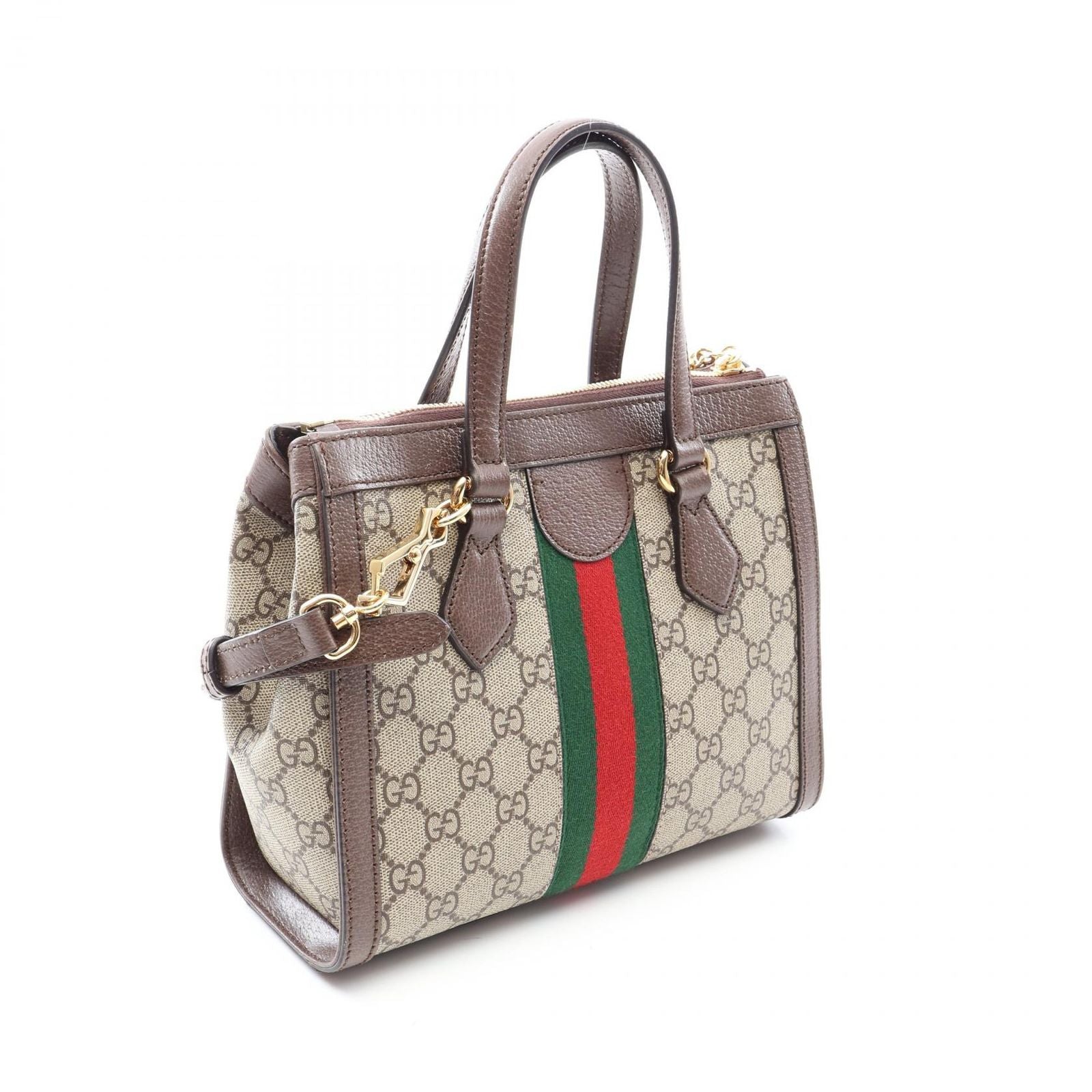 Gucci Tote Bag Ophidia GG Supreme Small 2-Way Beige Brown Green Canvas Leather — view 2