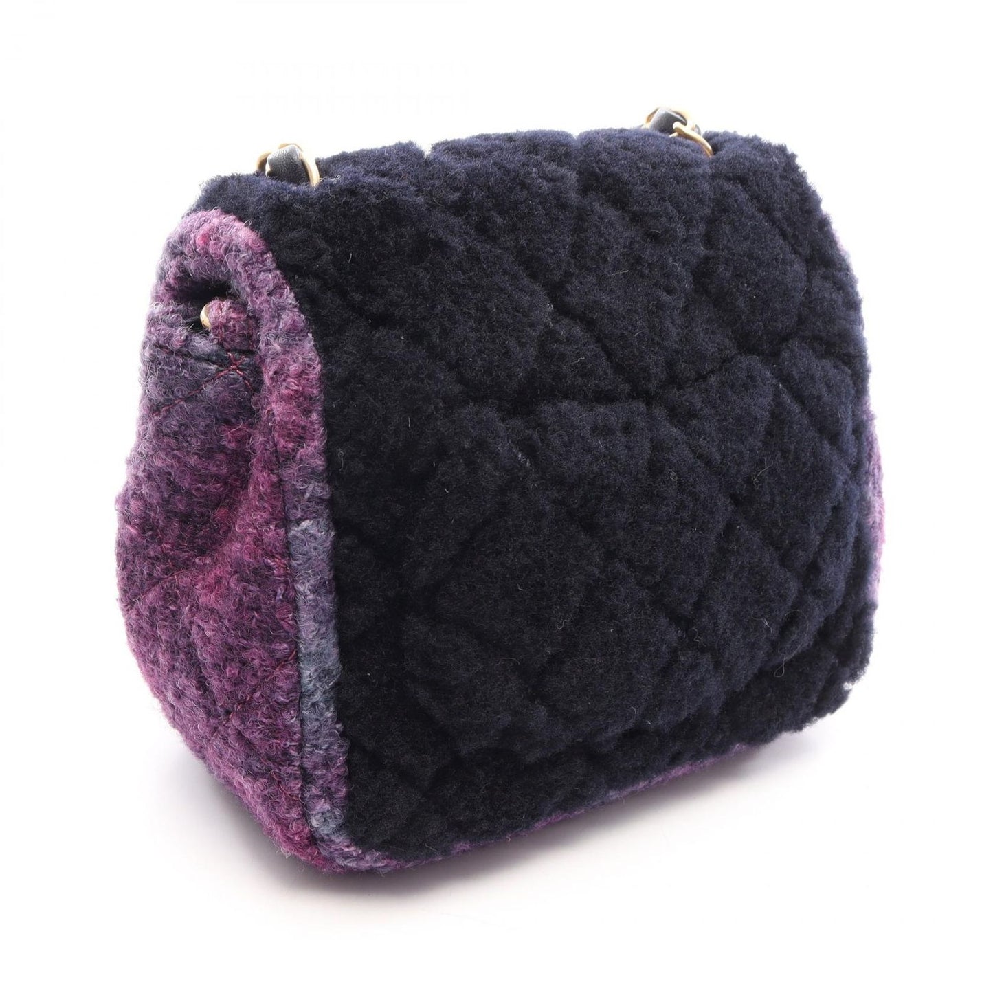 Chanel Shoulder Bag Mini Quilted Navy Purple Fabric Chain — view 2