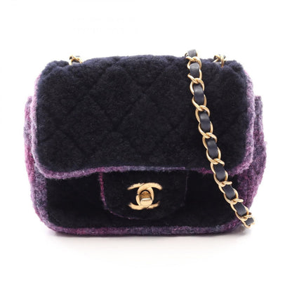 Chanel Shoulder Bag Mini Quilted Navy Purple Fabric Chain