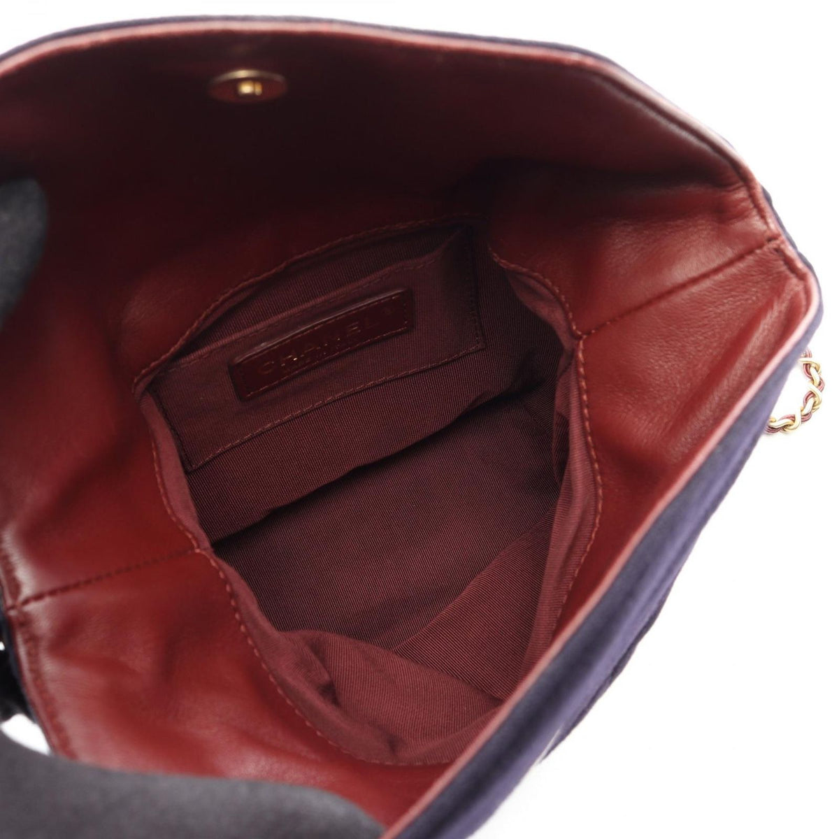 Chanel Shoulder Bag Paris Hamburg Quilted Navy Wool Leather 2-Way Chain — view 3