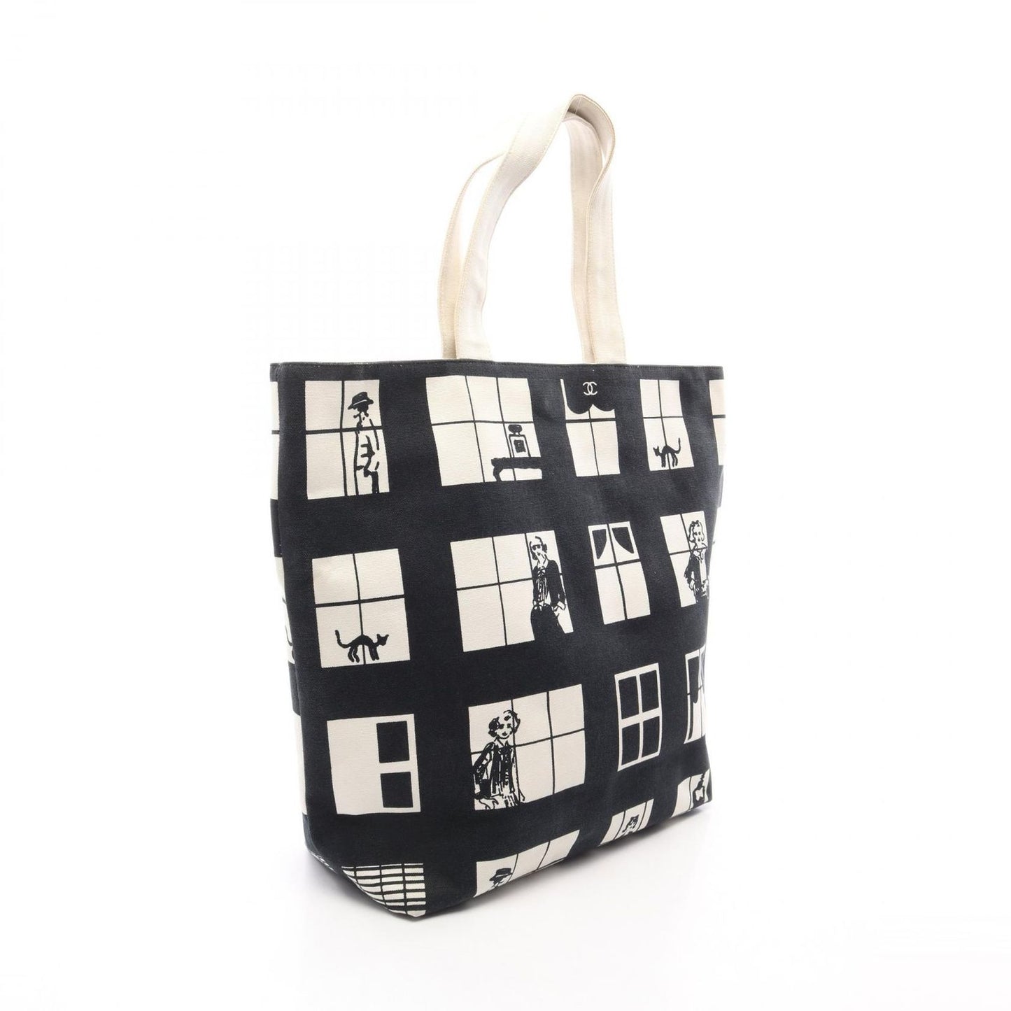 Chanel Tote Bag Window Line Black White Canvas Windows Mademoiselle — view 2