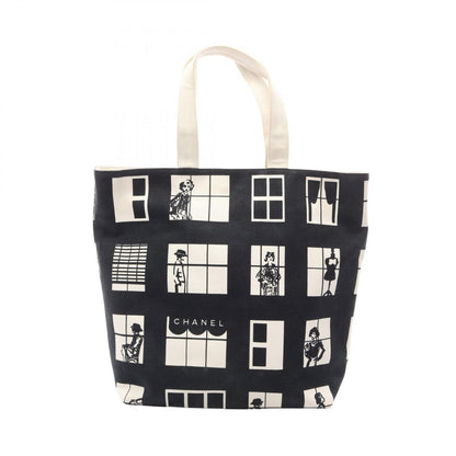 Chanel Tote Bag Window Line Black White Canvas Windows Mademoiselle