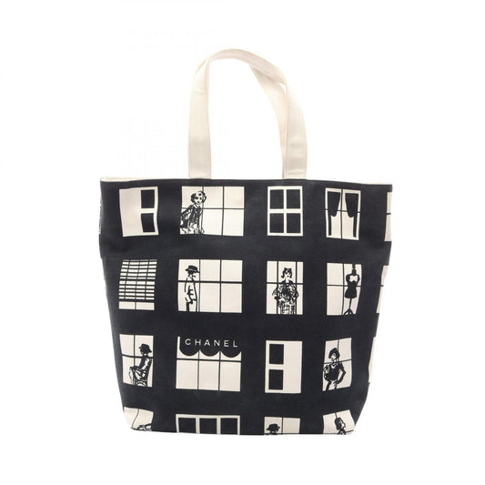 Chanel Tote Bag Window Line Black White Canvas Windows Mademoiselle