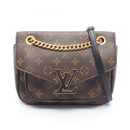 Louis Vuitton Shoulder Bag Passy Monogram Noir Canvas Leather