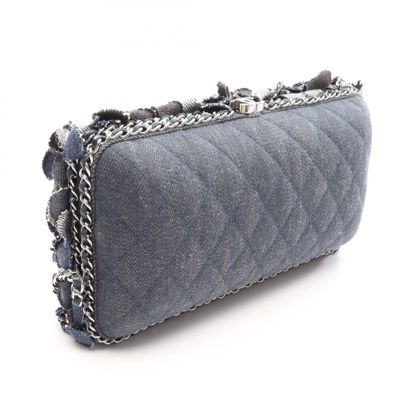 Chanel Shoulder Bag Camellia Denim Blue Chain — view 2