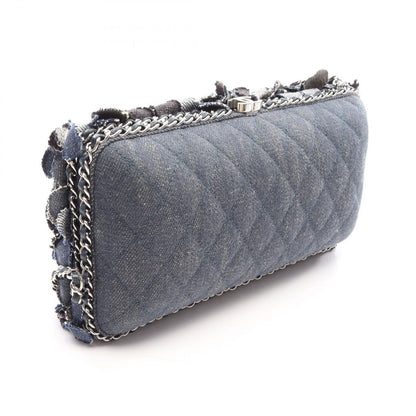 Chanel Shoulder Bag Camellia Denim Blue Chain — view 2