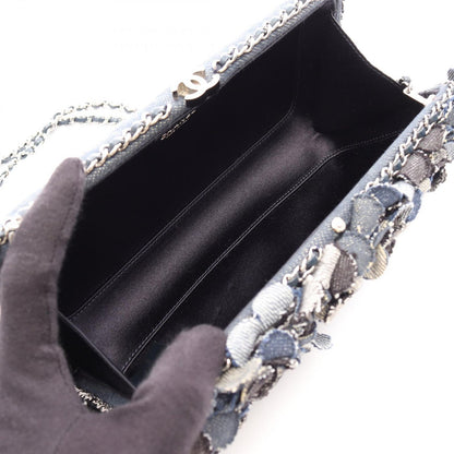 Chanel Shoulder Bag Camellia Denim Blue Chain — view 3