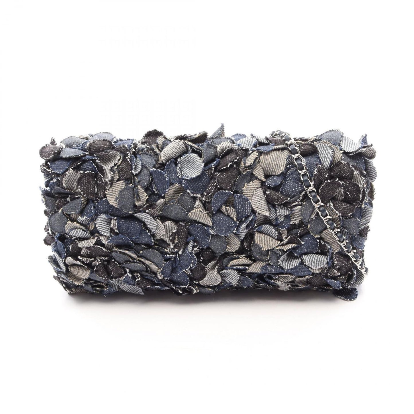 Chanel Shoulder Bag Camellia Denim Blue Chain