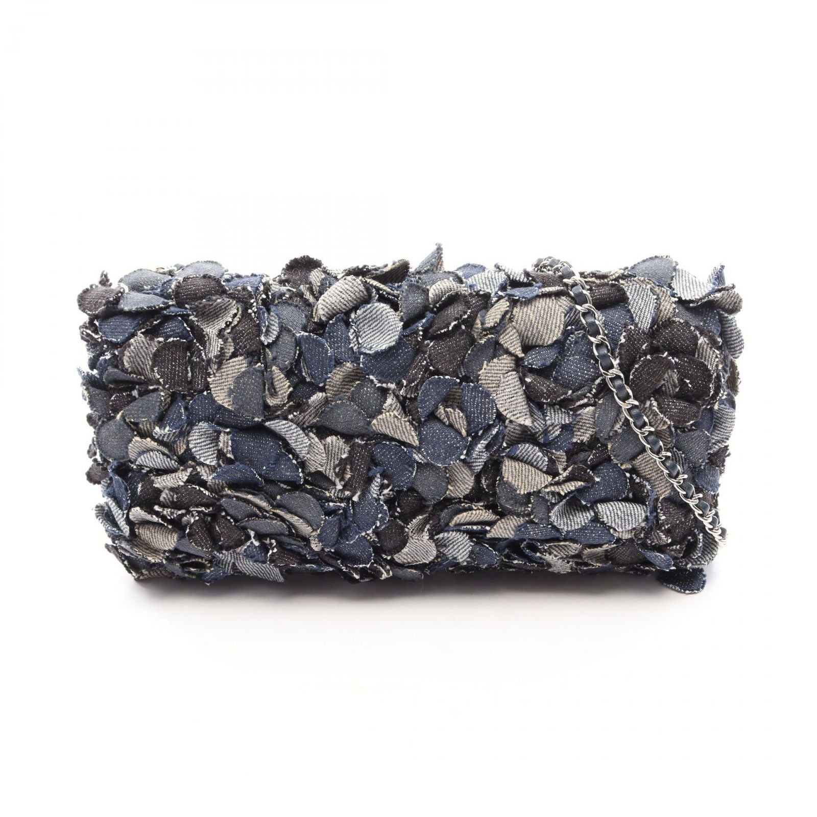 Chanel Shoulder Bag Camellia Denim Blue Chain