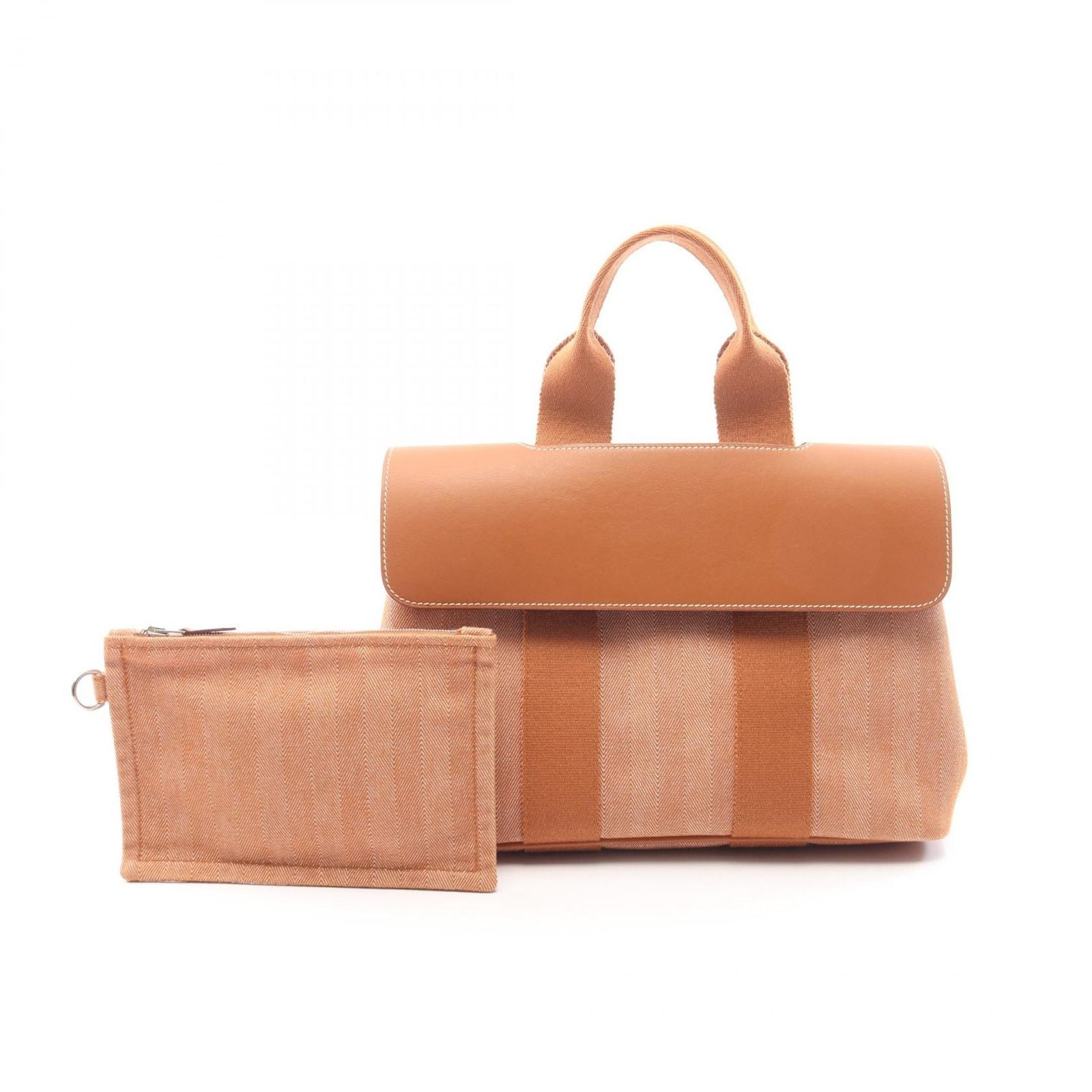 Hermes Handbag Valparaiso PM Gold Canvas Leather