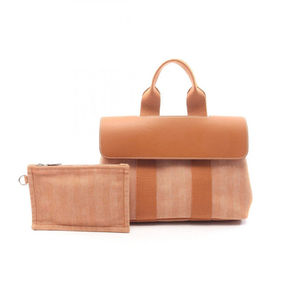 Hermes Handbag Valparaiso PM Gold Canvas Leather