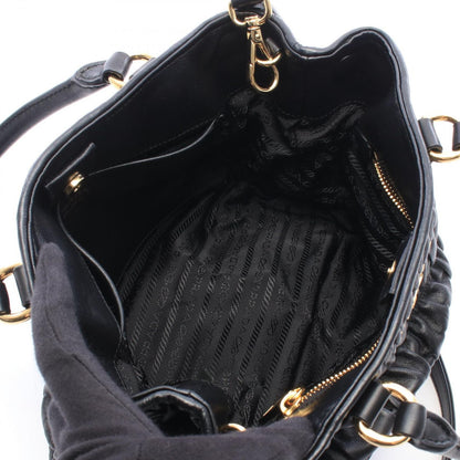 Prada Handbag Black Leather Gathered 2-Way Tote — view 3