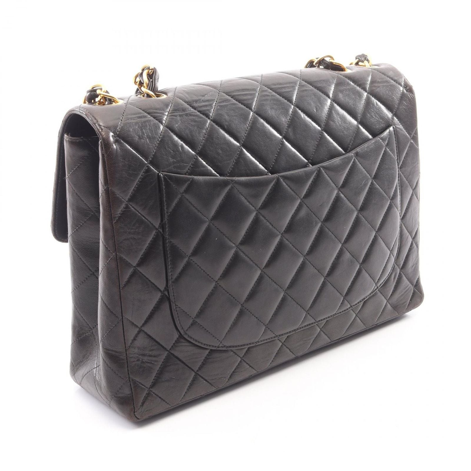 Chanel Shoulder Bag Maxi Quilted 30 Single Flap Black Lambskin Chain — view 2