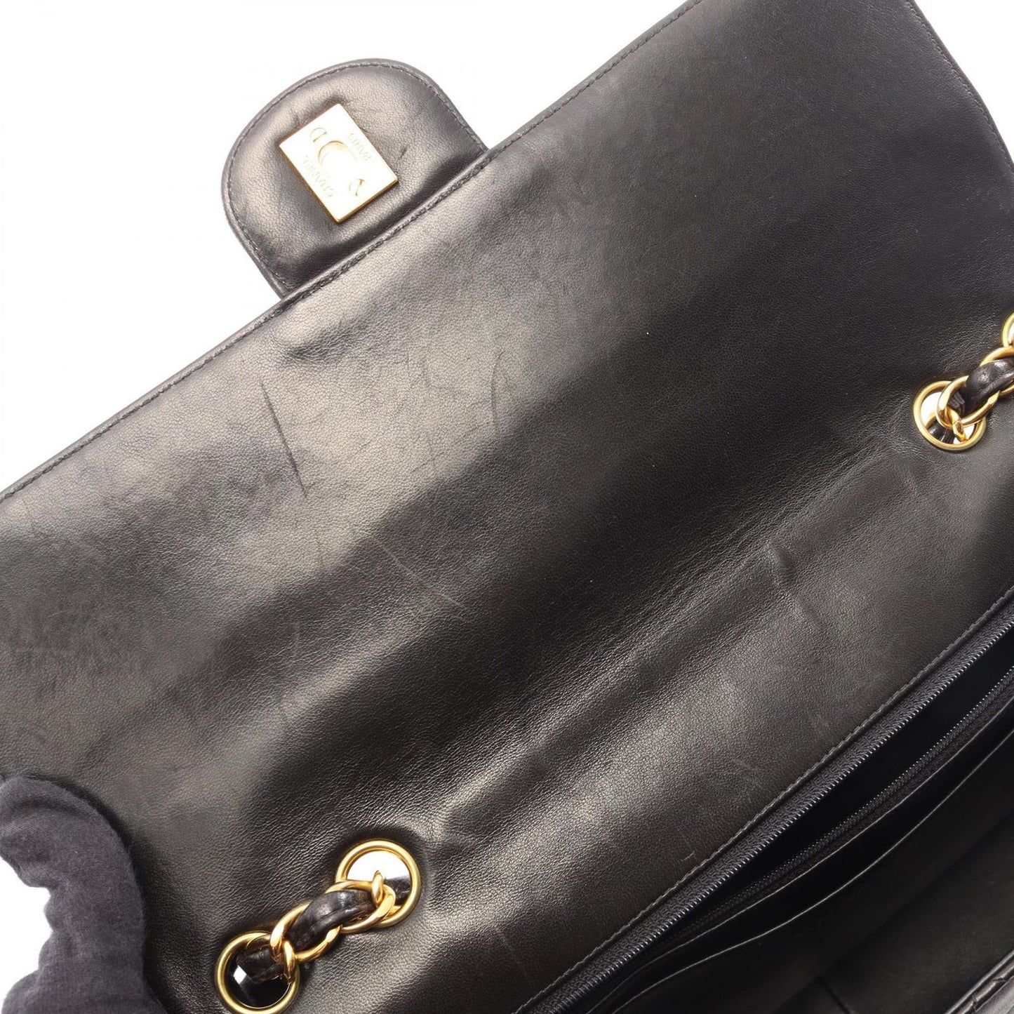 Chanel Shoulder Bag Maxi Quilted 30 Single Flap Black Lambskin Chain — view 6