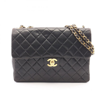 Chanel Shoulder Bag Maxi Quilted 30 Single Flap Black Lambskin Chain