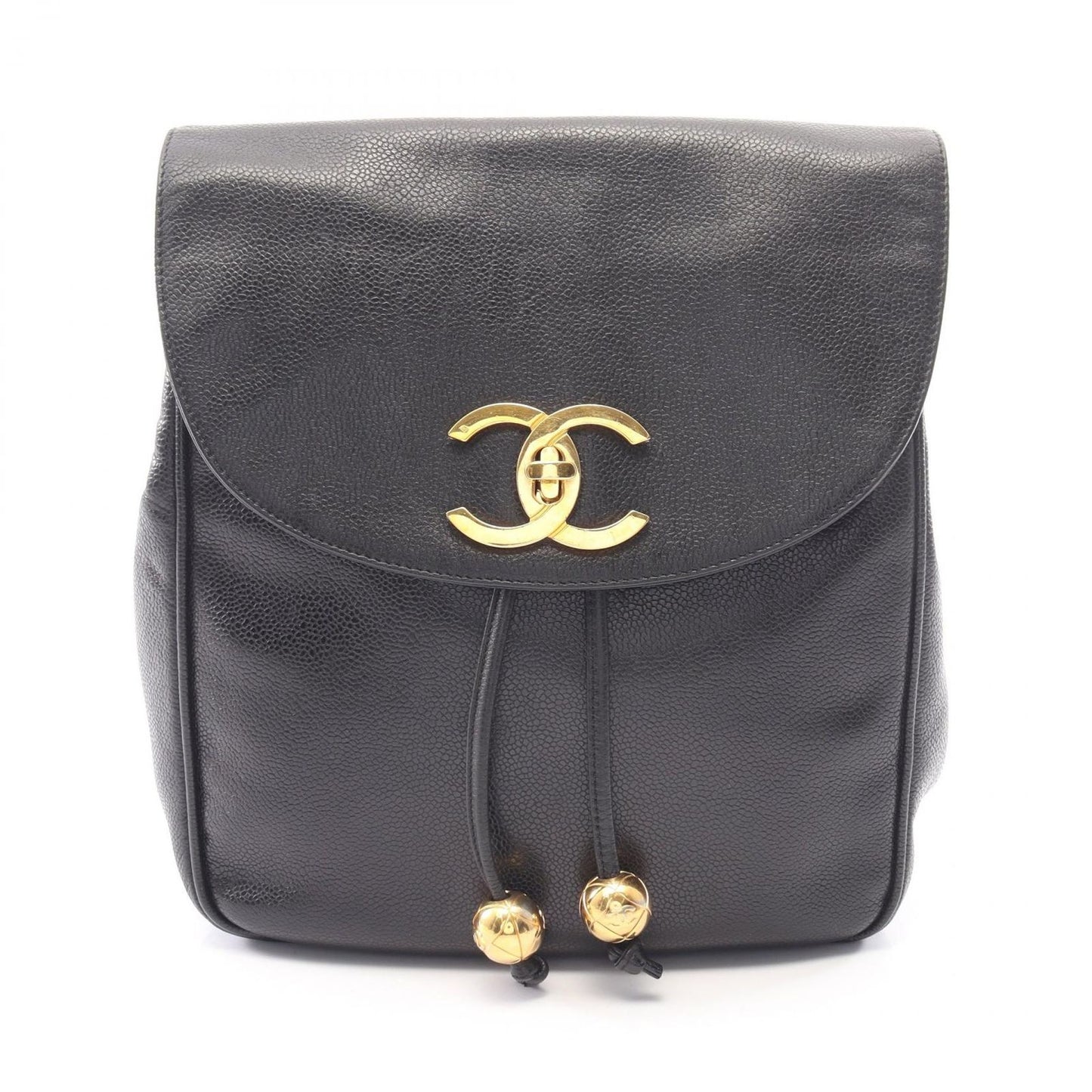 Chanel Backpack CC Logo Black Caviar Leather