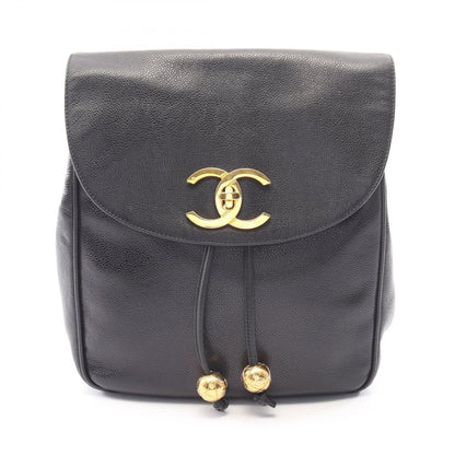 Chanel Backpack CC Logo Black Caviar Leather