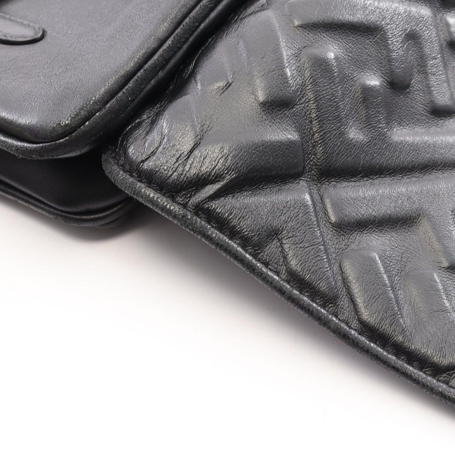 Fendi Waist Bag FF Embossed Upside Down Black Leather Zucca — view 5