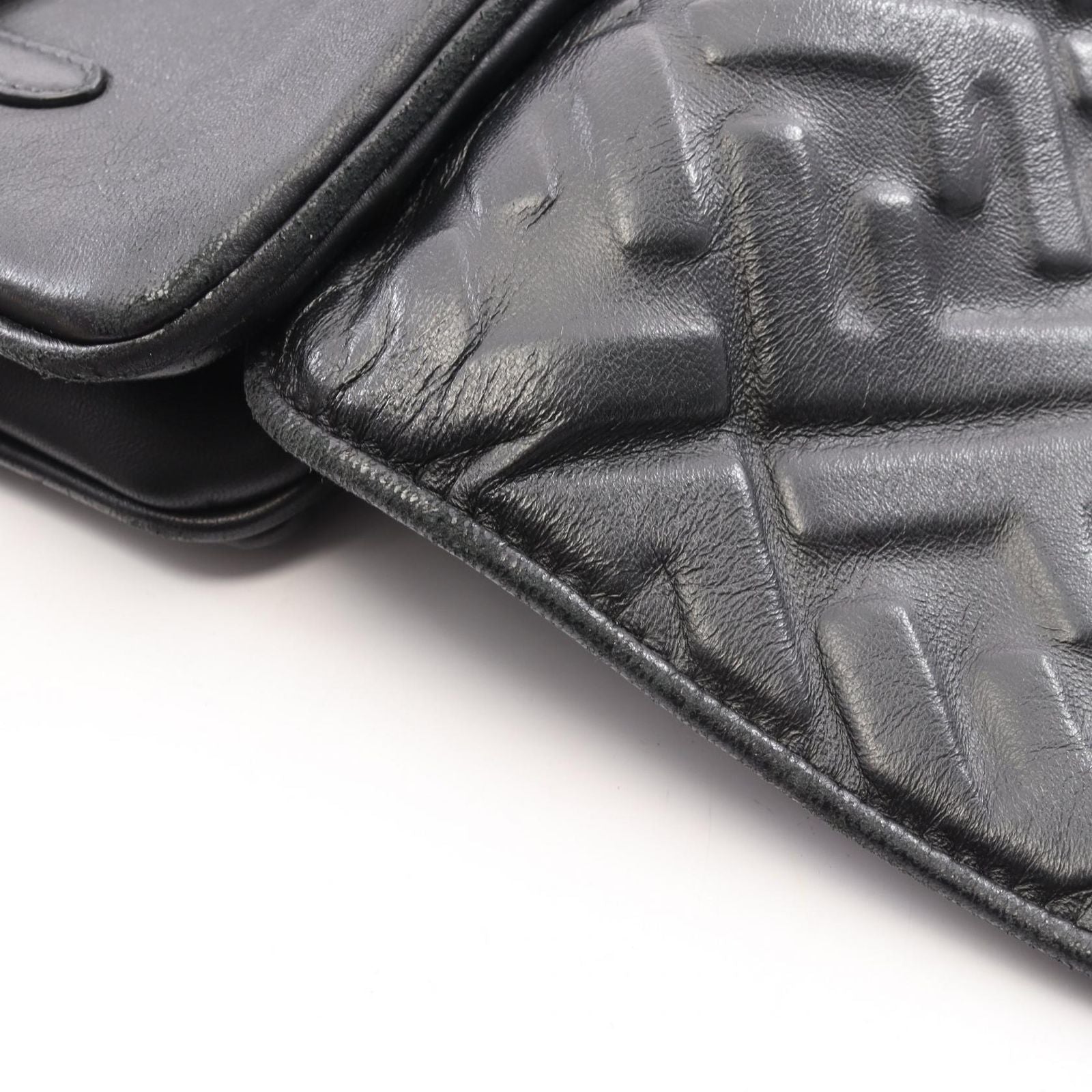 Fendi Waist Bag FF Embossed Upside Down Black Leather Zucca — view 5