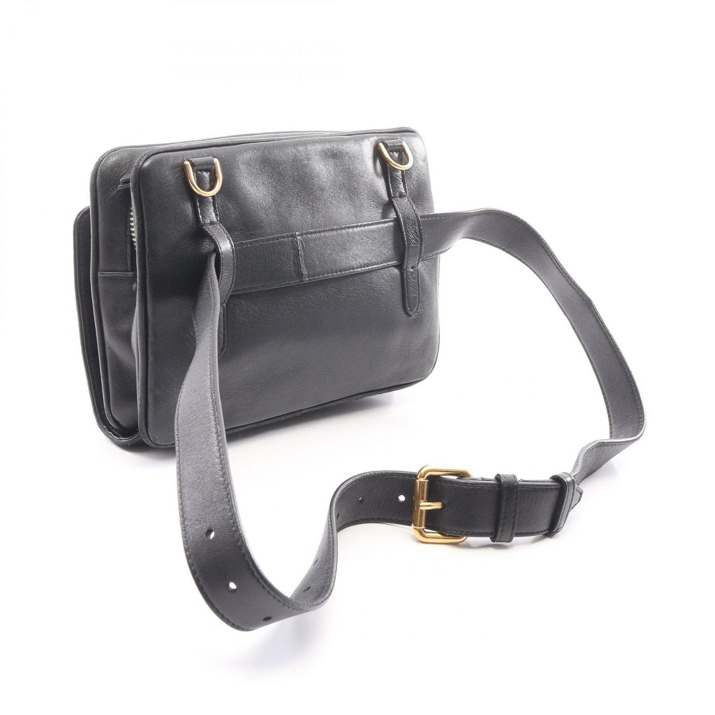 Fendi Waist Bag FF Embossed Upside Down Black Leather Zucca — view 2