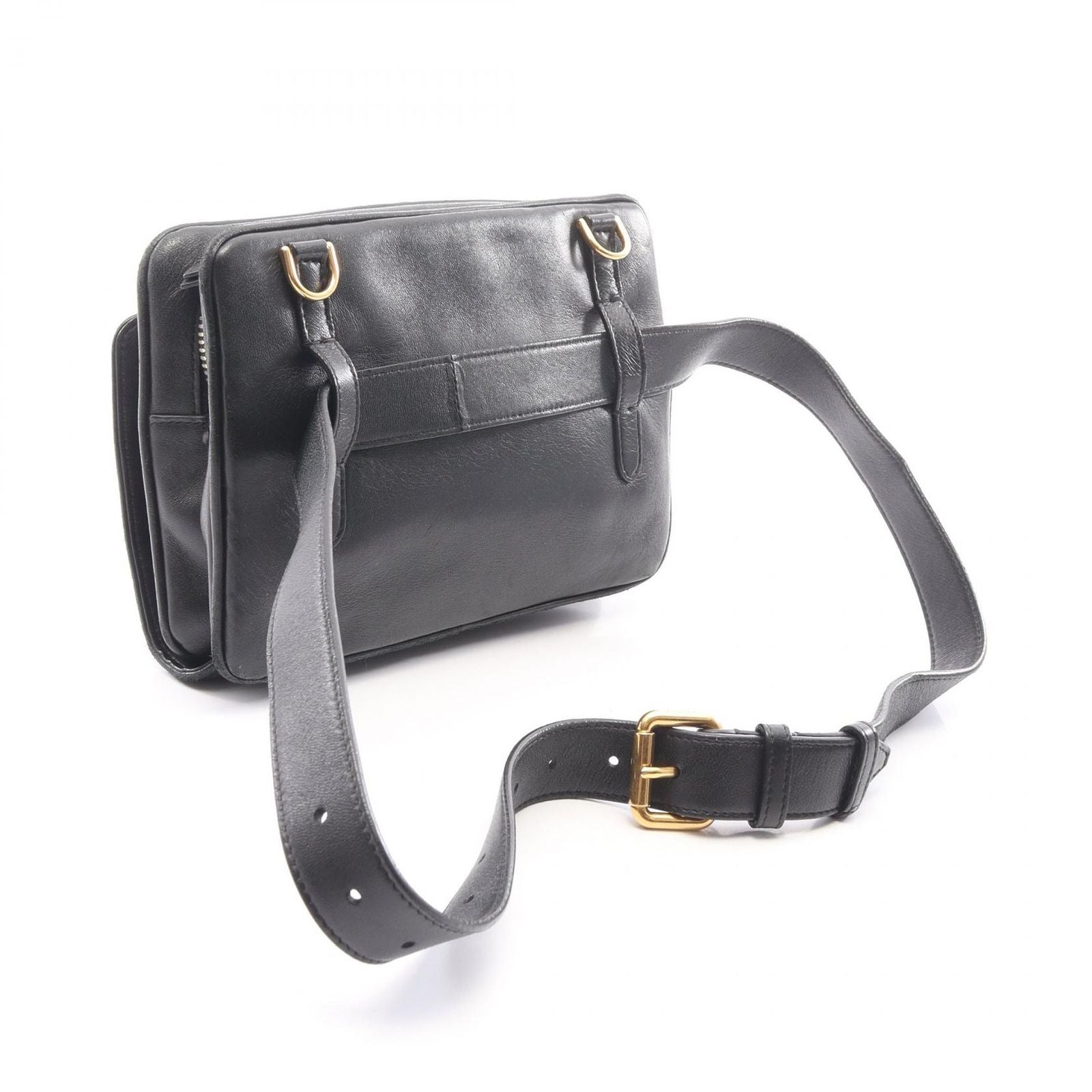Fendi Waist Bag FF Embossed Upside Down Black Leather Zucca — view 2