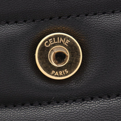 Celine Shoulder Bag Matelasse Monochrome Black Leather — view 6