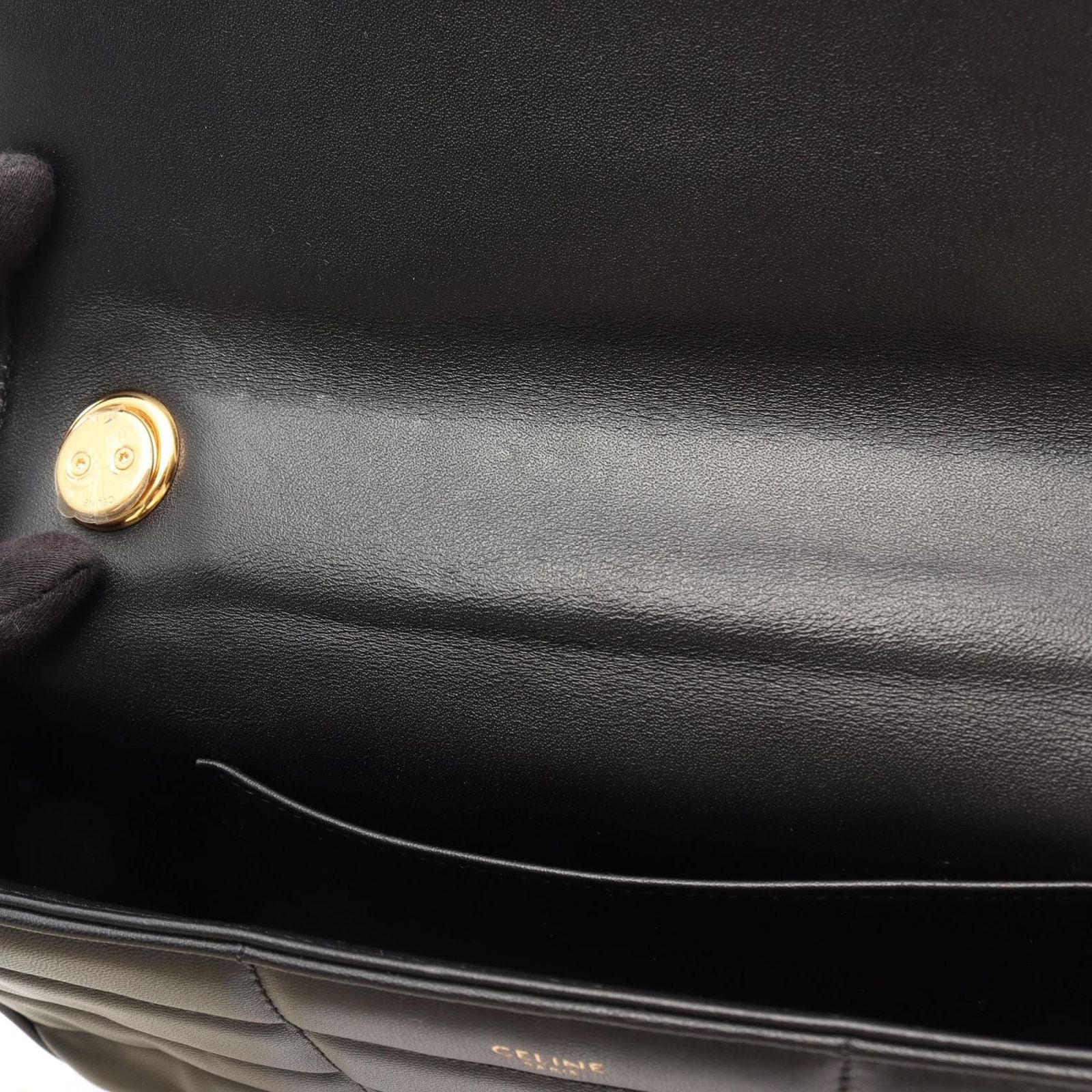 Celine Shoulder Bag Matelasse Monochrome Black Leather — view 5