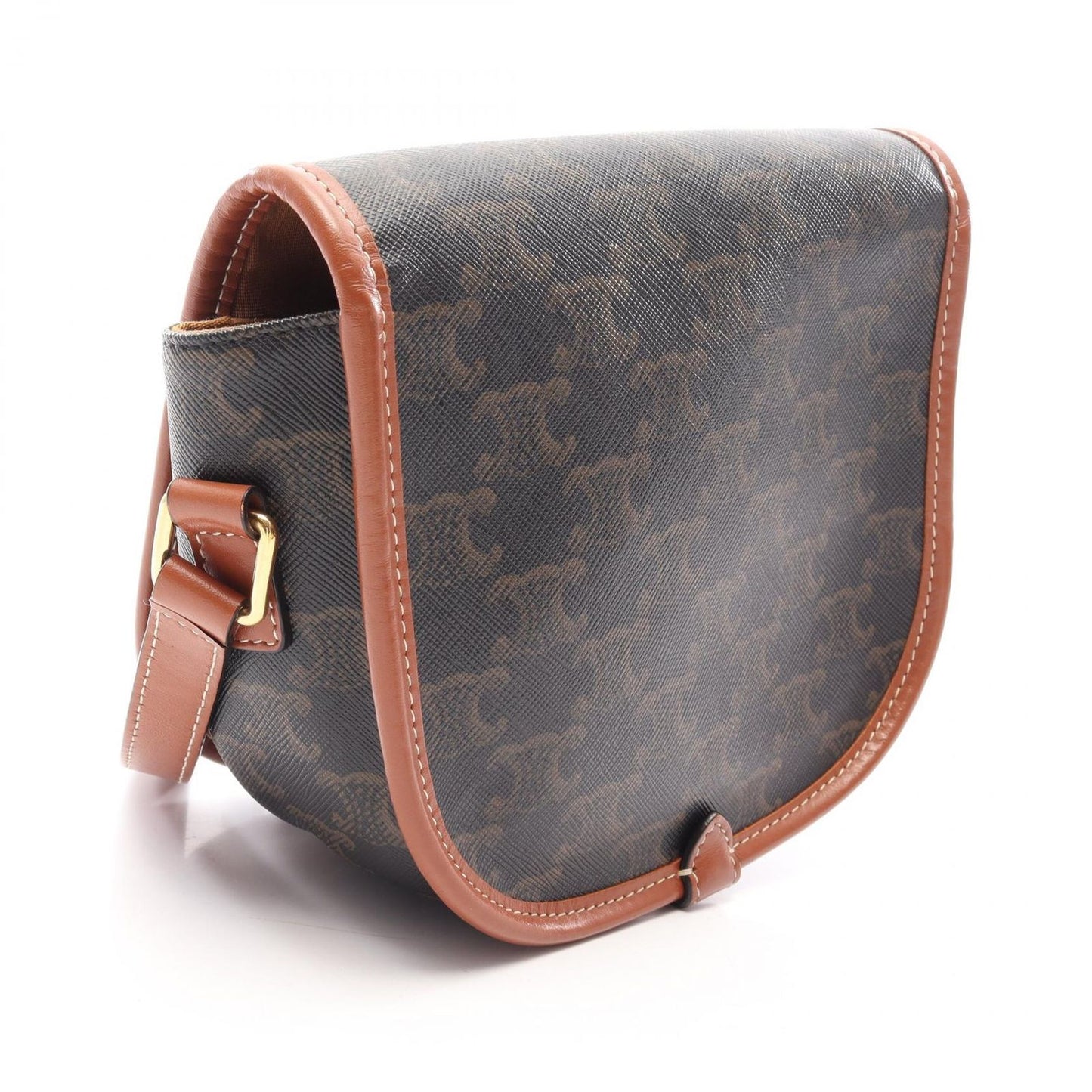 Celine Shoulder Bag Folco Triomphe Brown Black Canvas Leather Falco — view 2