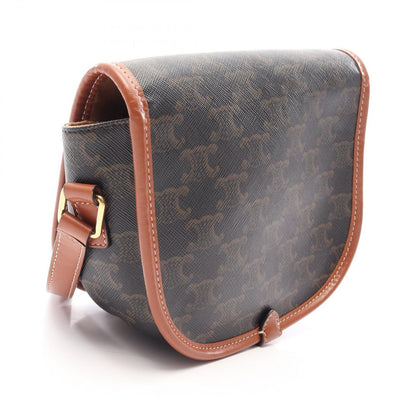 Celine Shoulder Bag Folco Triomphe Brown Black Canvas Leather Falco — view 2
