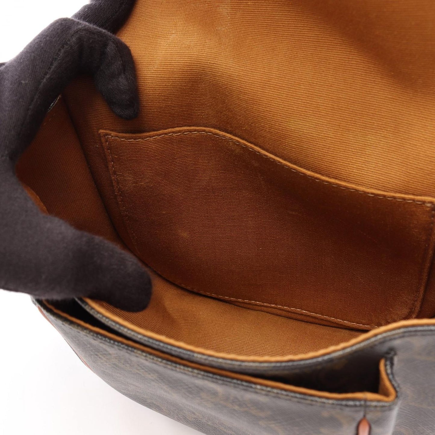 Celine Shoulder Bag Folco Triomphe Brown Black Canvas Leather Falco — view 6