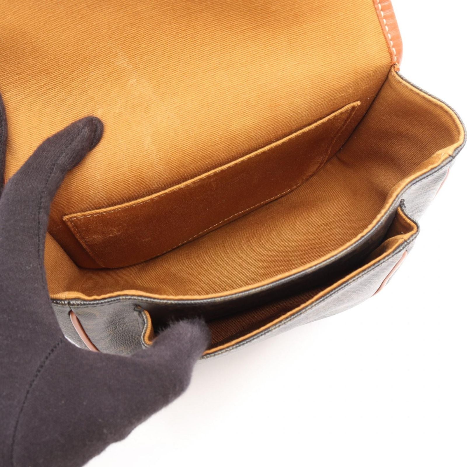 Celine Shoulder Bag Folco Triomphe Brown Black Canvas Leather Falco — view 3