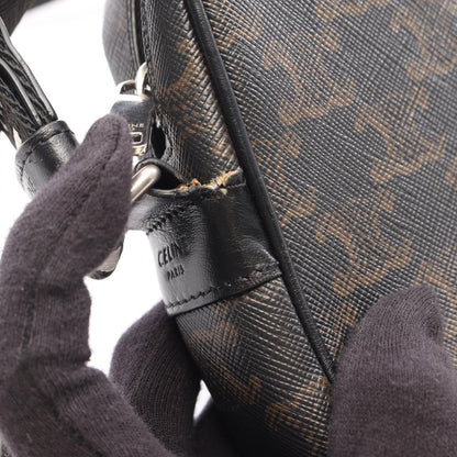 Celine Shoulder Bag Triomphe Black Brown White Canvas Leather — view 7